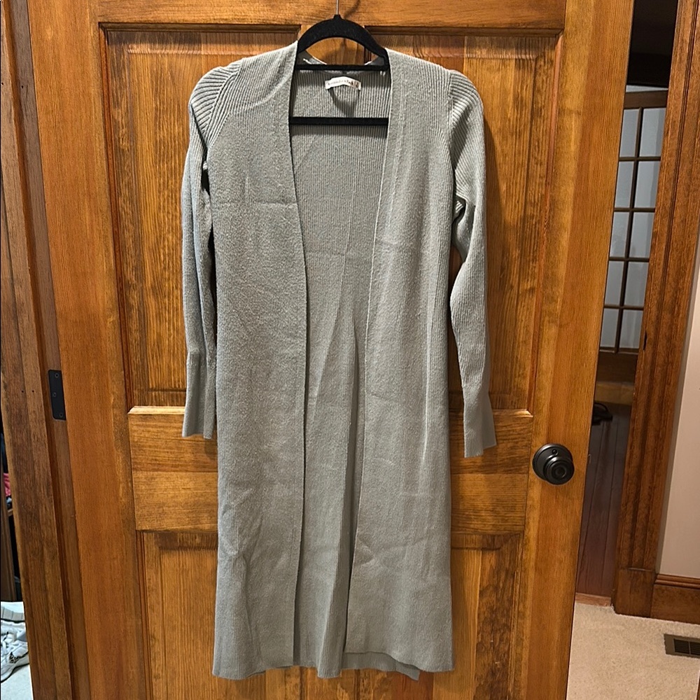 Abercrombie & Fitch Gray Long Open-Front Cardigan